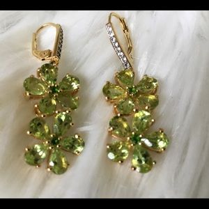Gem Treasures Peridot Chrome Diopside & White Zircon Dangle Earrings.